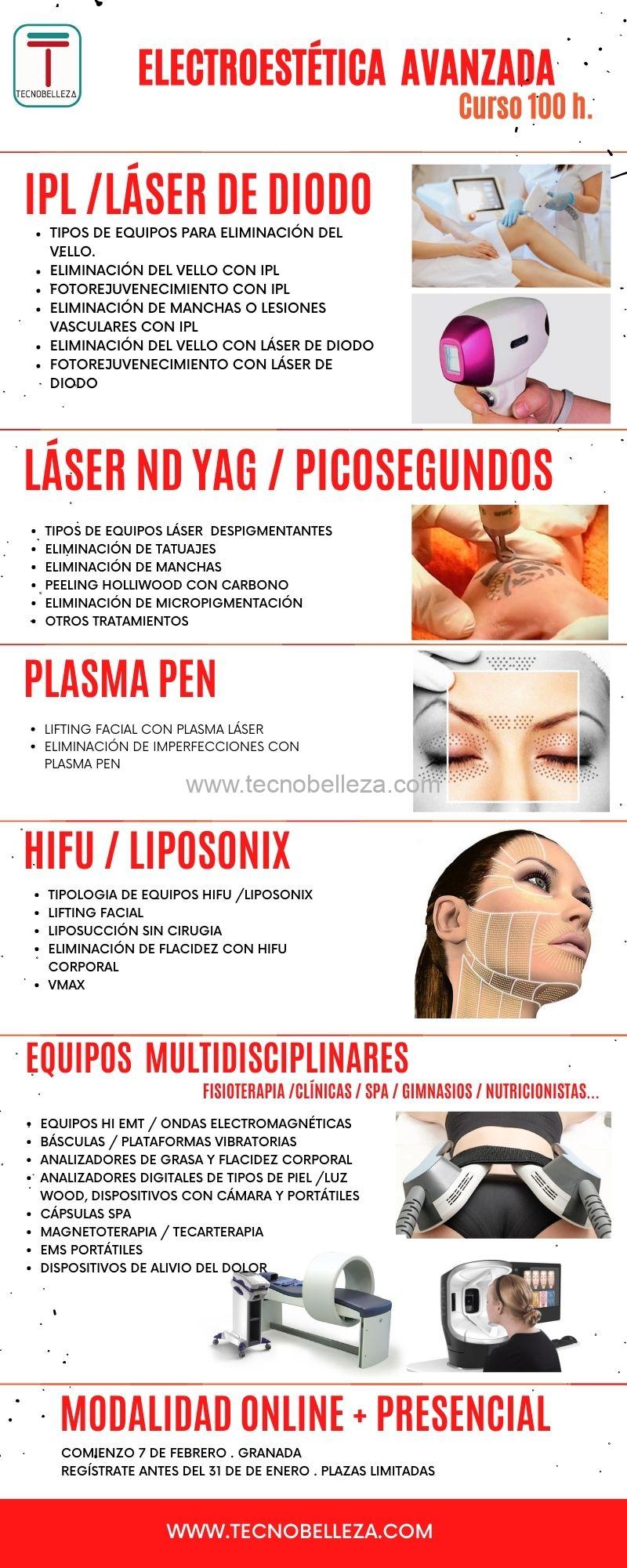 CURSO DE EN ELECTROESTÉTICA AVANZADA PRESENCIAL / ONLINE